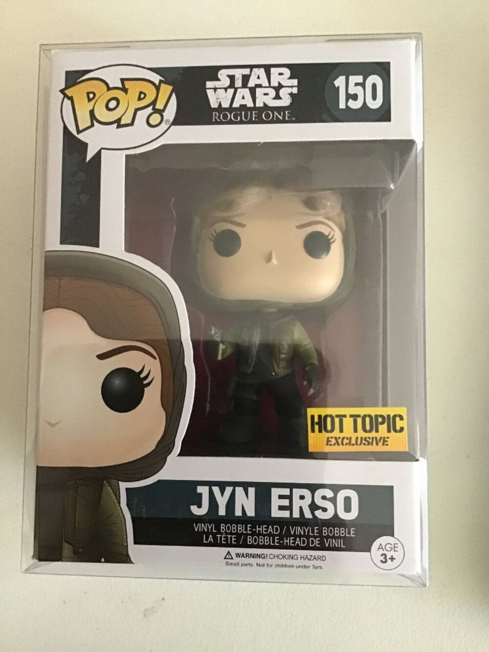 Funko Pop Star Wars Rogue One Jyn Erso Hooded #150 Hot Topic Exclusive Protector